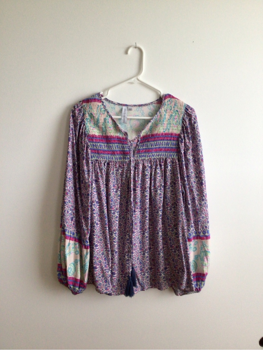 Boho Floral Peasant Blouse — Purple Multi